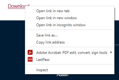 Screenshot of right click menu.